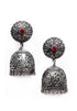 Red Stone Studded Oxidised Jhumka Style Earrings 25g